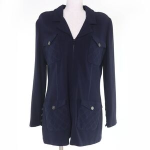 Chanel 19S P61293v46593 Coco Button ZIP UP Jacket Navy 44 Made In France